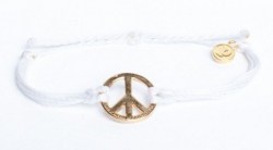 Gold Peace Sign White